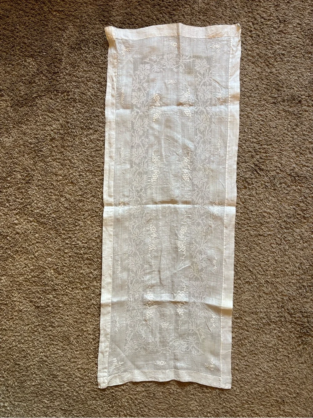 White Embroidered Linen Table Runner - Classic Home Accents